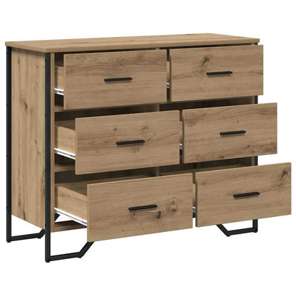 vidaXL Chest of Drawers 6-Drawer Artisan Oak 91 x 35.5 x 74.5 cm 5