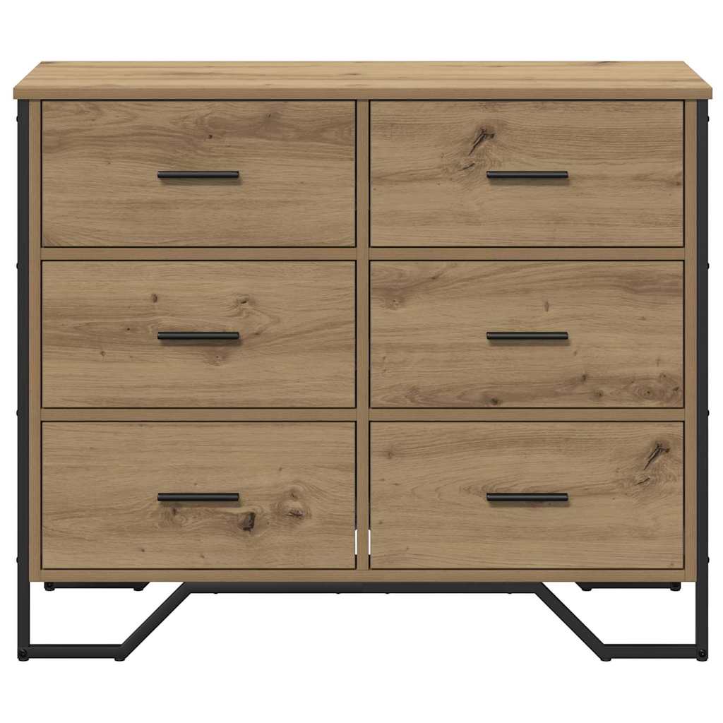vidaXL Chest of Drawers 6-Drawer Artisan Oak 91 x 35.5 x 74.5 cm 6