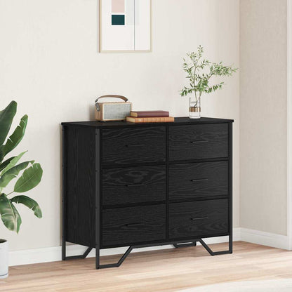 vidaXL Chest of Drawers 6-Drawer Black Oak 91 x 35.5 x 74.5 cm 1