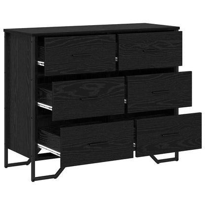 vidaXL Chest of Drawers 6-Drawer Black Oak 91 x 35.5 x 74.5 cm 5