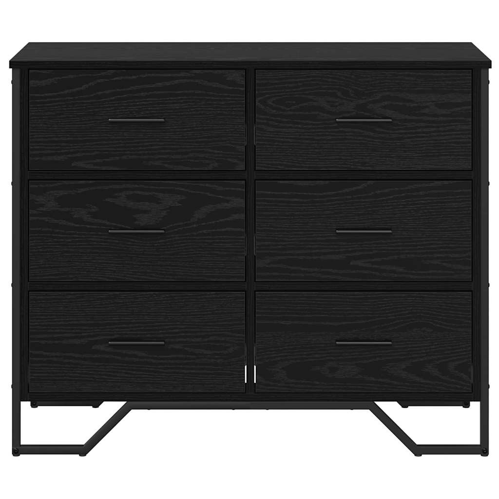vidaXL Chest of Drawers 6-Drawer Black Oak 91 x 35.5 x 74.5 cm 6