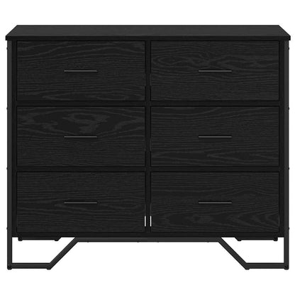 vidaXL Chest of Drawers 6-Drawer Black Oak 91 x 35.5 x 74.5 cm 6
