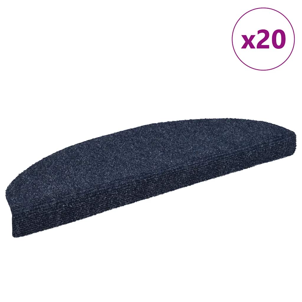vidaXL Stair Mats Self-adhesive 20 pcs 65x21x4 cm Blue Half Round Large 1