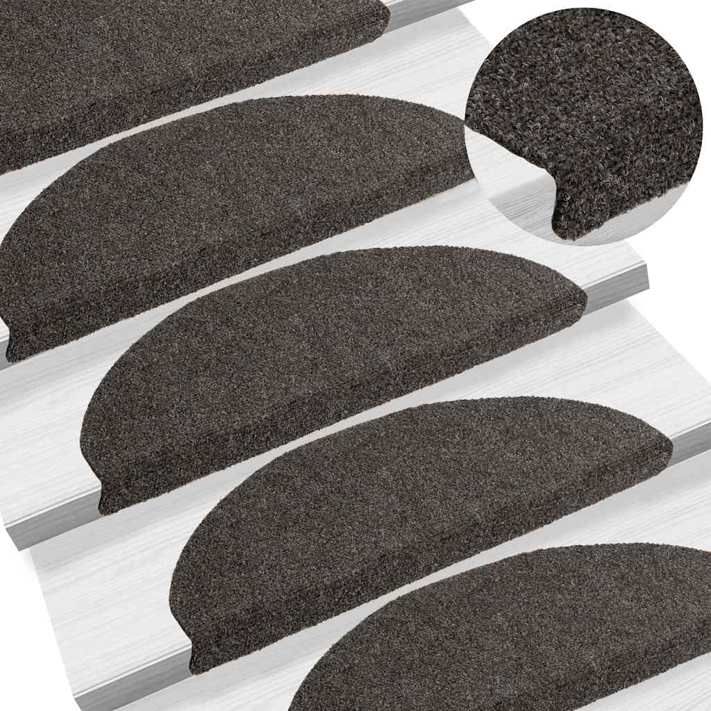vidaXL Stair Mats Self-adhesive 20 pcs 65x21x4 cm Anthracite Half Round Large 5