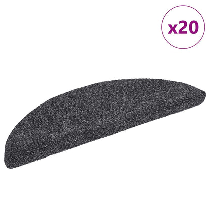 vidaXL Stair Mats Self-adhesive 20 pcs 56x17x3 cm Dark Grey Half Round 1