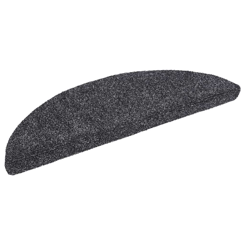 vidaXL Stair Mats Self-adhesive 20 pcs 56x17x3 cm Dark Grey Half Round 2