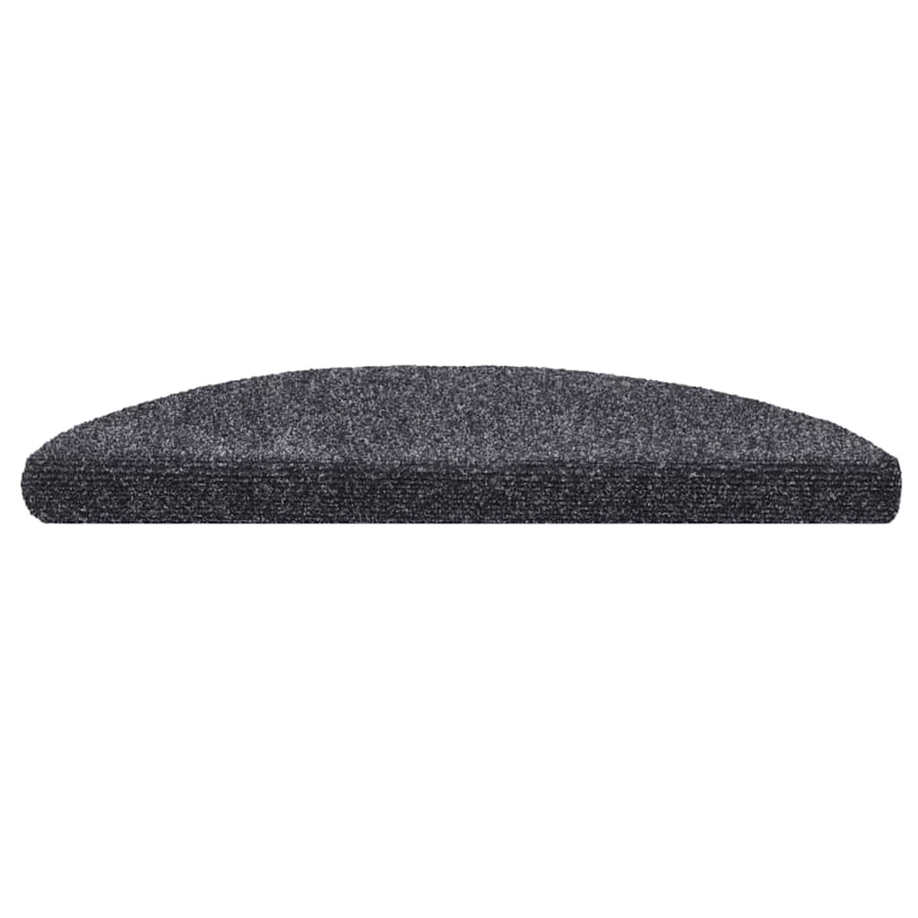 vidaXL Stair Mats Self-adhesive 20 pcs 56x17x3 cm Dark Grey Half Round 3