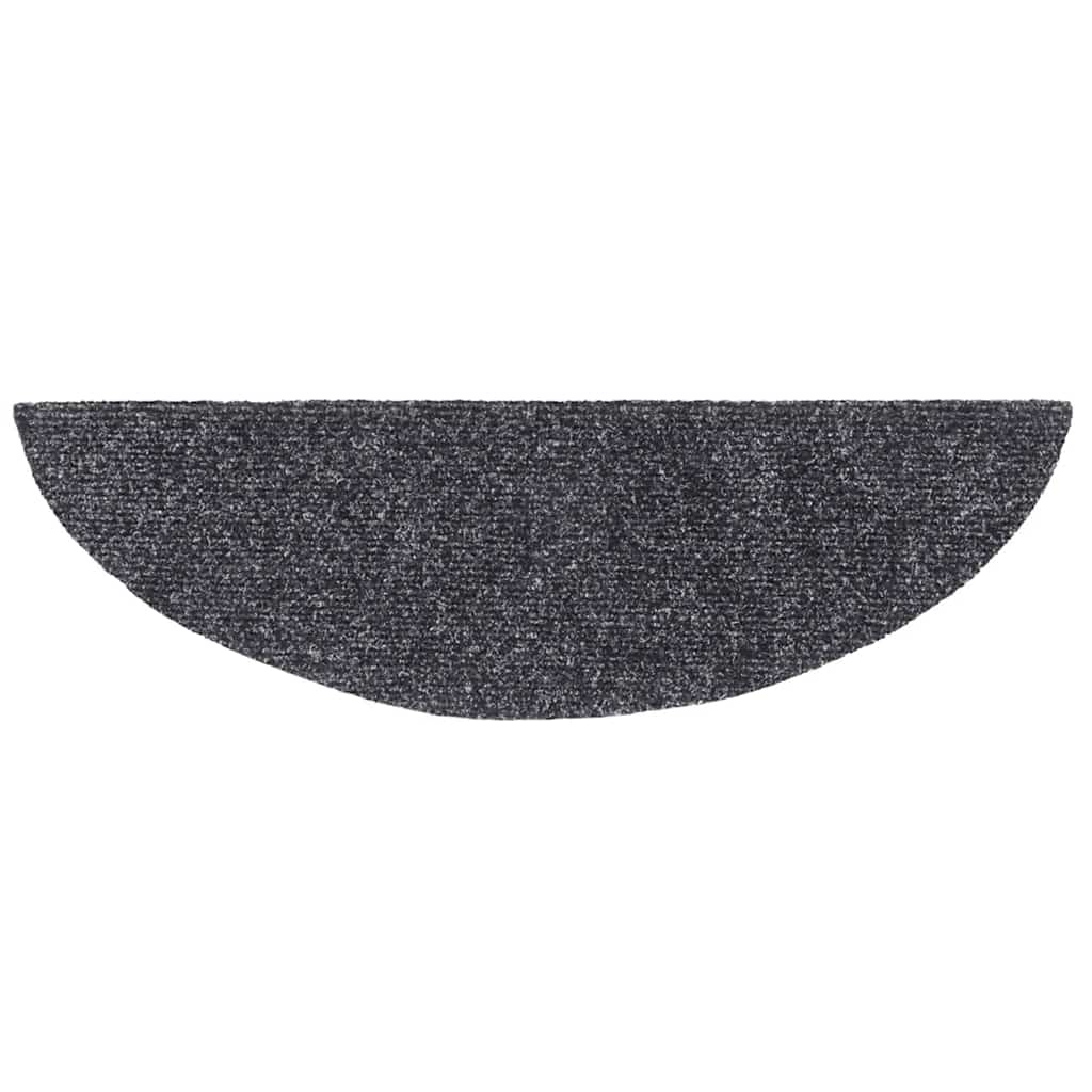 vidaXL Stair Mats Self-adhesive 20 pcs 56x17x3 cm Dark Grey Half Round 4