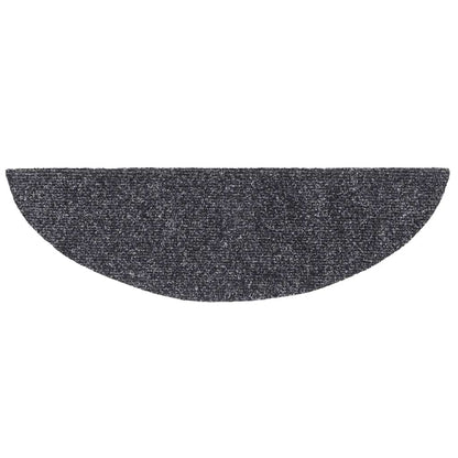 vidaXL Stair Mats Self-adhesive 20 pcs 56x17x3 cm Dark Grey Half Round 4
