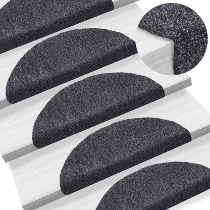 vidaXL Stair Mats Self-adhesive 20 pcs 56x17x3 cm Dark Grey Half Round 6