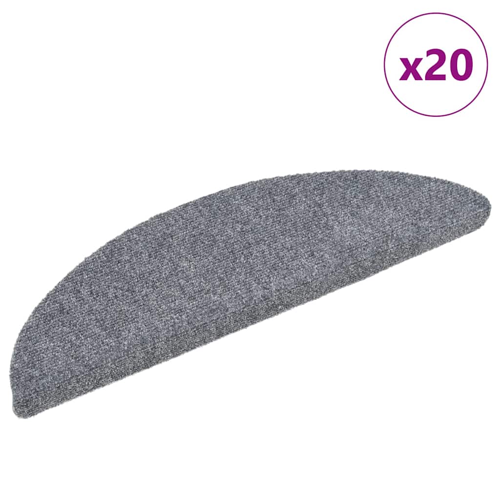 vidaXL Stair Mats Self-adhesive 20 pcs 56x17x3 cm Light Grey Half Round 1