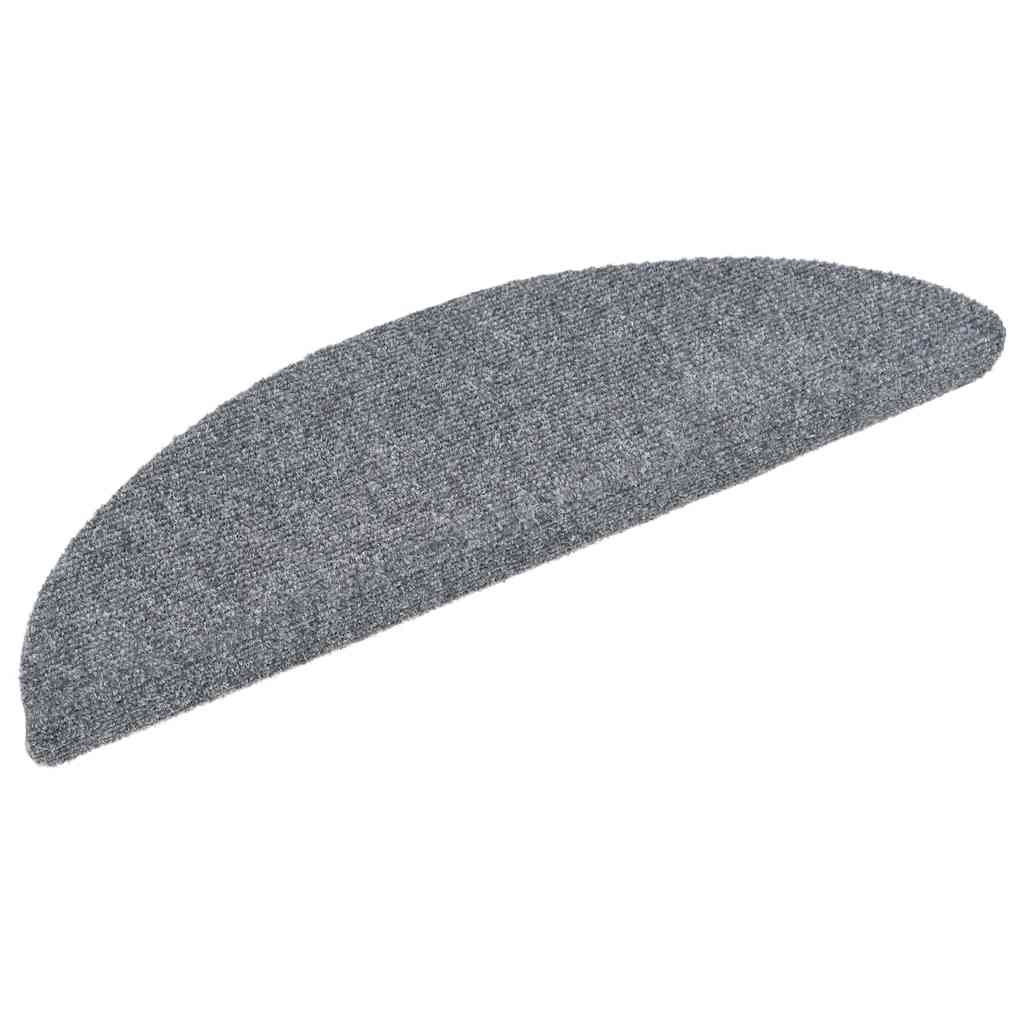 vidaXL Stair Mats Self-adhesive 20 pcs 56x17x3 cm Light Grey Half Round 2