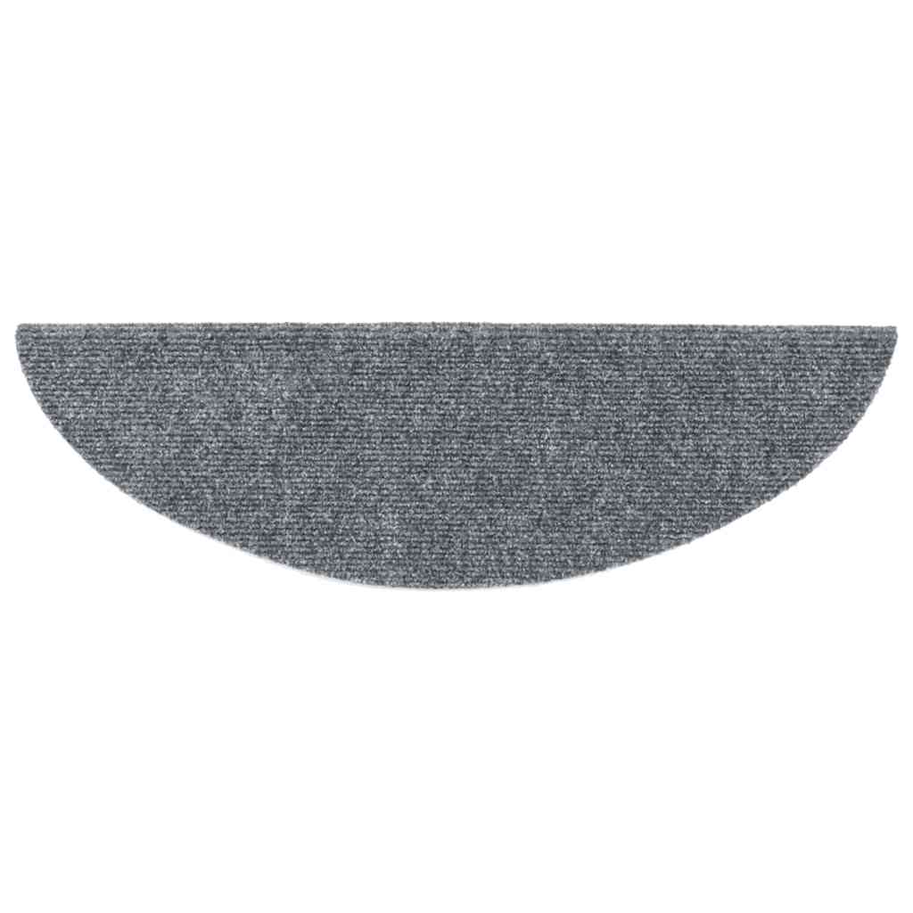 vidaXL Stair Mats Self-adhesive 20 pcs 56x17x3 cm Light Grey Half Round 4
