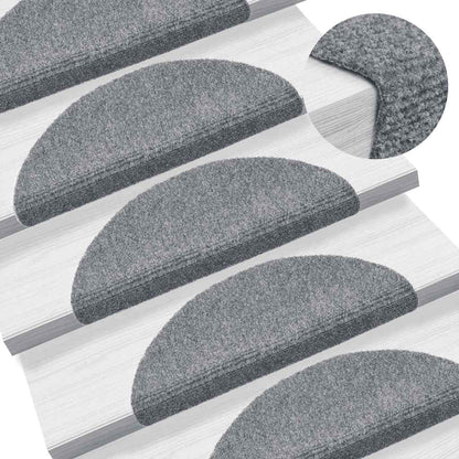 vidaXL Stair Mats Self-adhesive 20 pcs 56x17x3 cm Light Grey Half Round 5
