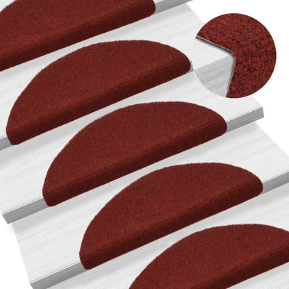 vidaXL Stair Mats Self-adhesive 20 pcs 56x17x3 cm Bordeaux Red Half Round 5