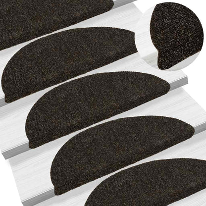 vidaXL Stair Mats Self-adhesive 20 pcs 56x17x3 cm Dark Brown Half Round 1