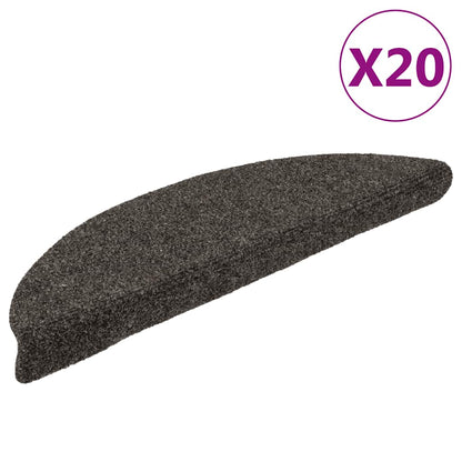 vidaXL Stair Mats Self-adhesive 20 pcs 56x17x3 cm Anthracite Half Round 1