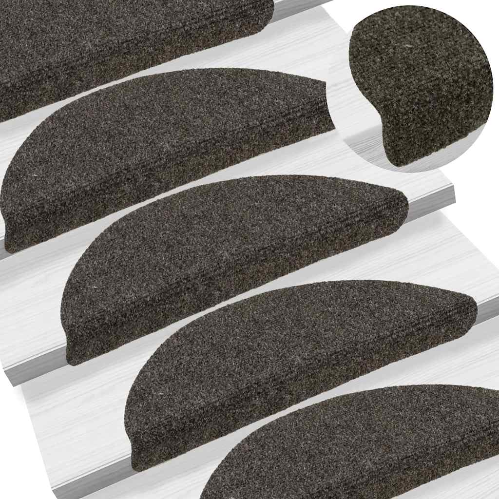 vidaXL Stair Mats Self-adhesive 20 pcs 56x17x3 cm Anthracite Half Round 5