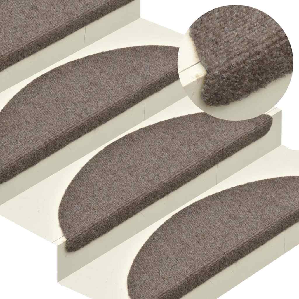 vidaXL Stair Mats Self-adhesive 20 pcs 56x17x3 cm Beige Half Round 5
