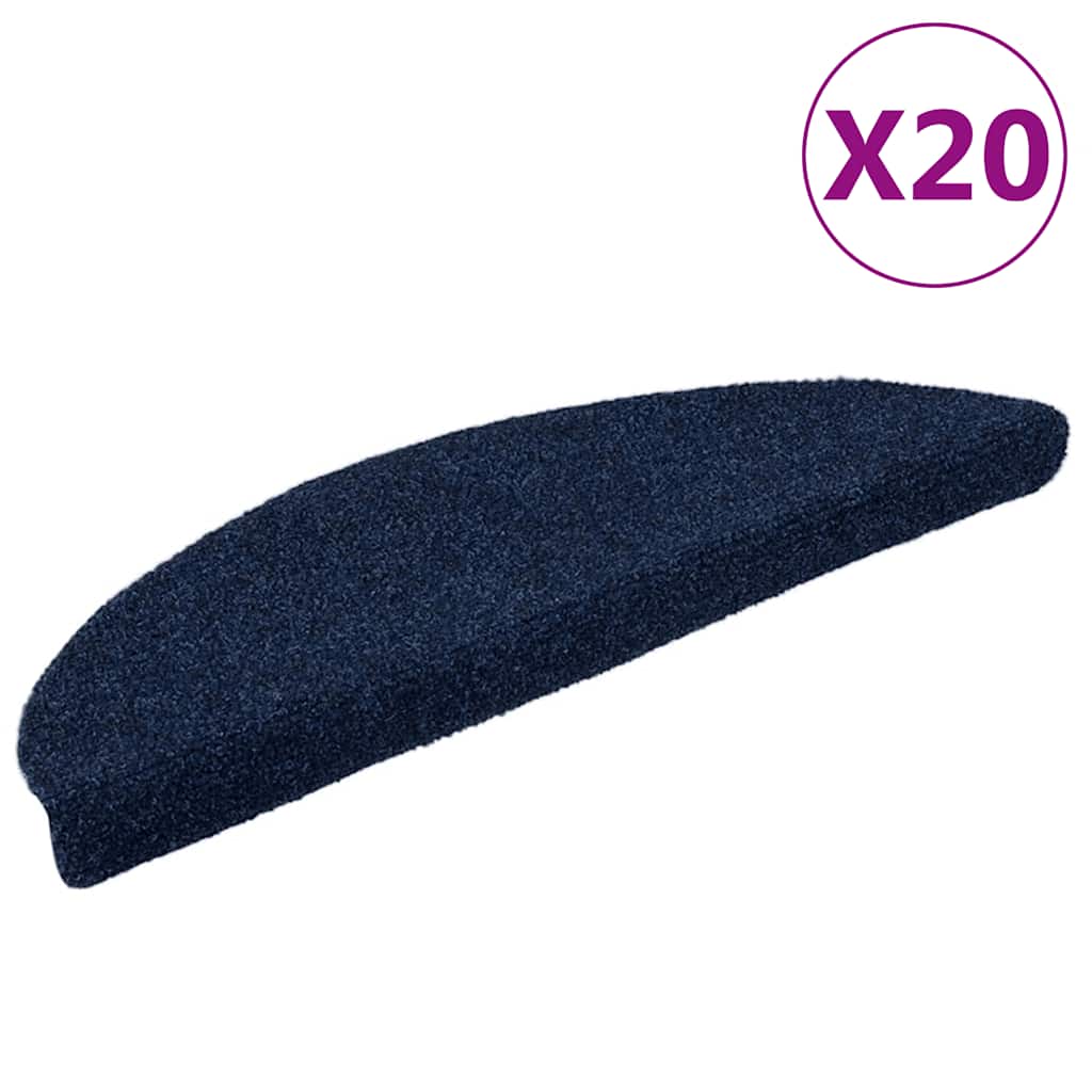 vidaXL Stair Mats Self-adhesive 20 pcs 56x17x3 cm Navy Half Round 1