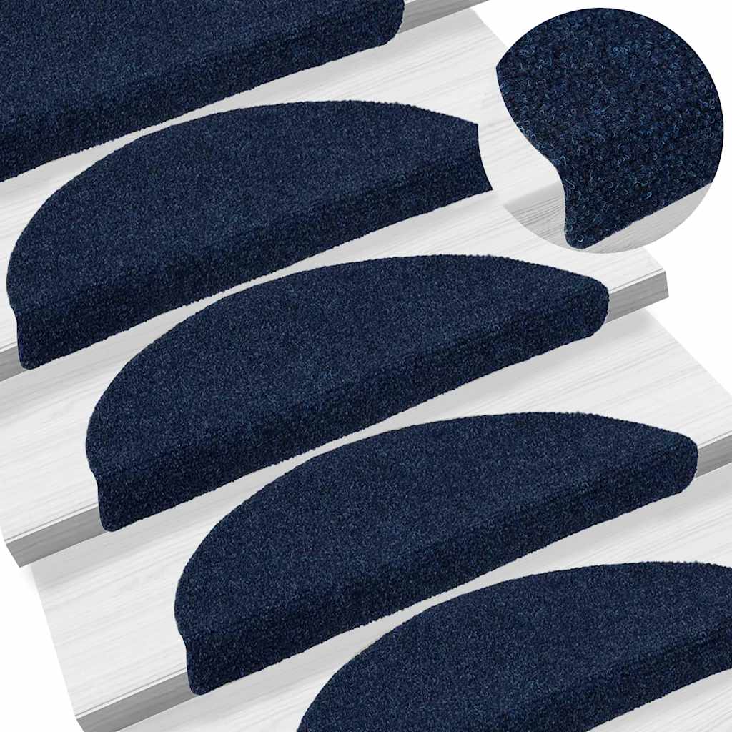 vidaXL Stair Mats Self-adhesive 20 pcs 56x17x3 cm Navy Half Round 5