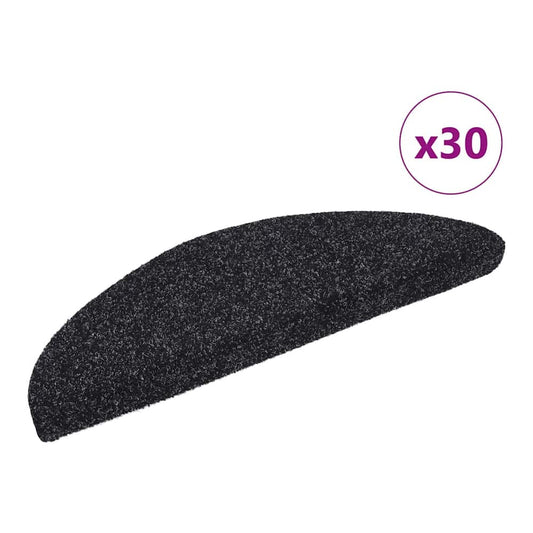 Stair Mats Self-adhesive 56x17x3 cm Half Round Width 56 cm 30 Black