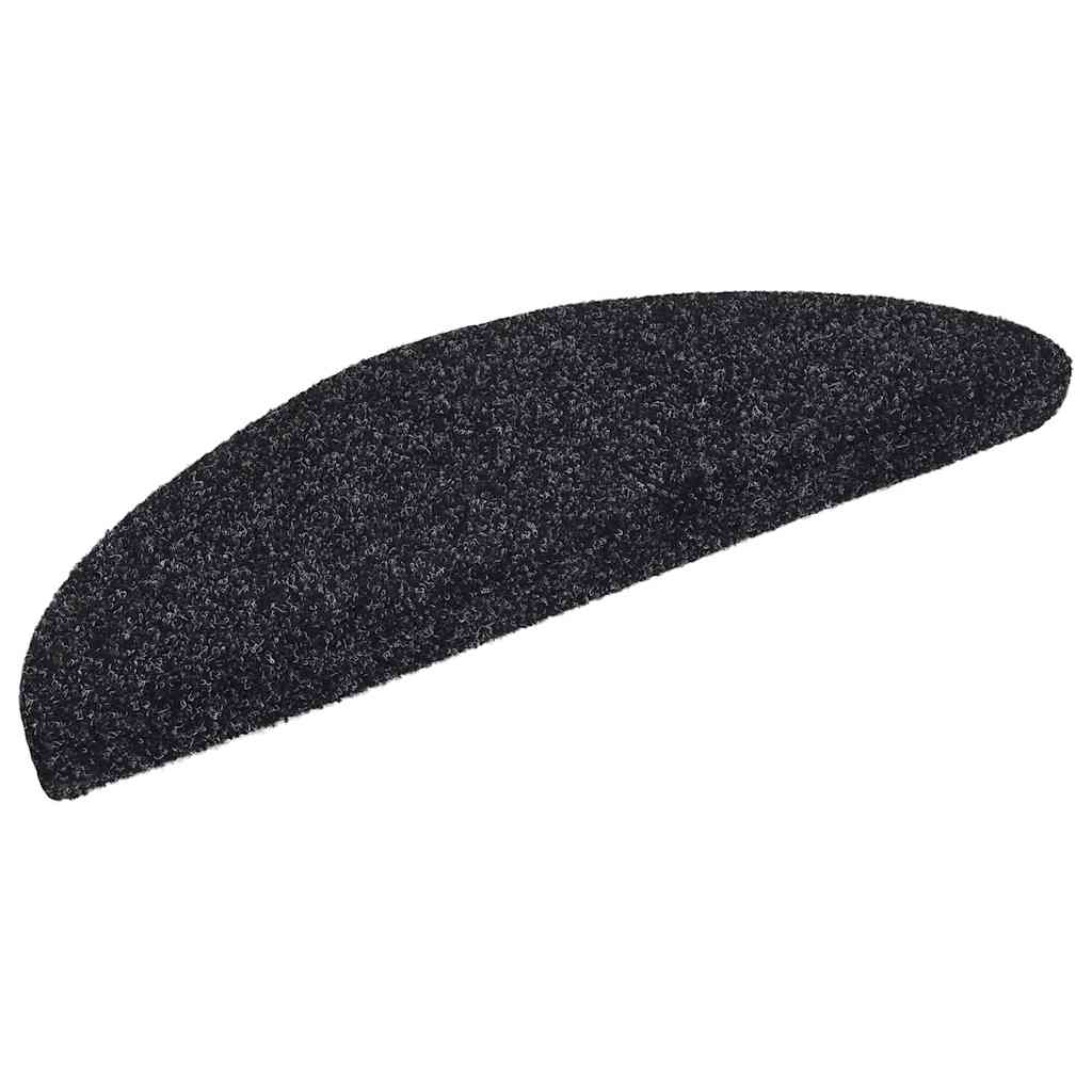 vidaXL Stair Mats Self-adhesive 30 pcs 56x17x3 cm Black Half Round 2
