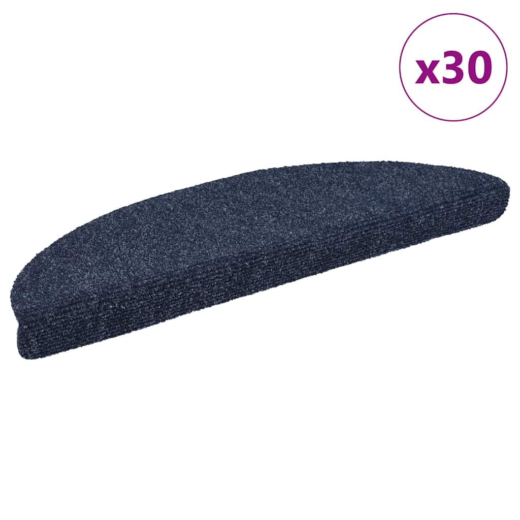 vidaXL Stair Mats Self-adhesive 30 pcs 56x17x3 cm Blue Half Round 1