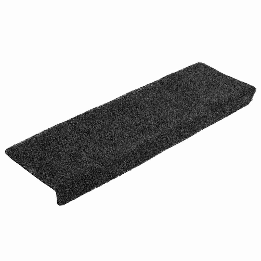vidaXL Stair Mats Self-adhesive 20 pcs 65x21x4 cm Black Rectangular Edge 2