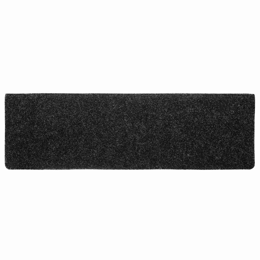 vidaXL Stair Mats Self-adhesive 20 pcs 65x21x4 cm Black Rectangular Edge 4