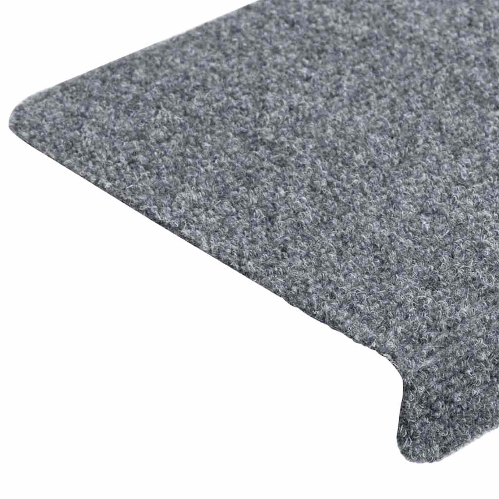 vidaXL Stair Mats Self-adhesive 20 pcs 65x21x4 cm Light Grey Rectangular Edge 6