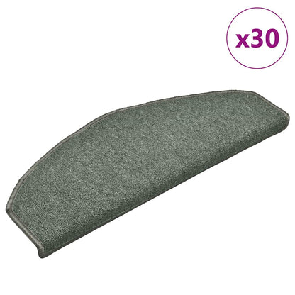 vidaXL Stair Mats 30 pcs 65x24x4 cm Dark Green Half Round Large 2