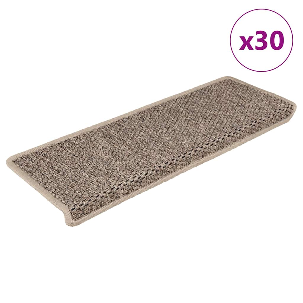 Stair Mats Self-adhesive Sisal-Look 65x21x4 cm 30 pcs Dark beige