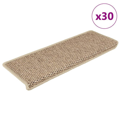 Stair Mats Self-adhesive Sisal-Look 65x21x4 cm 30 pcs Sand