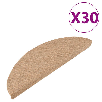 vidaXL Stair Mats Self-adhesive 30 pcs Beige 56x17x3 cm 2