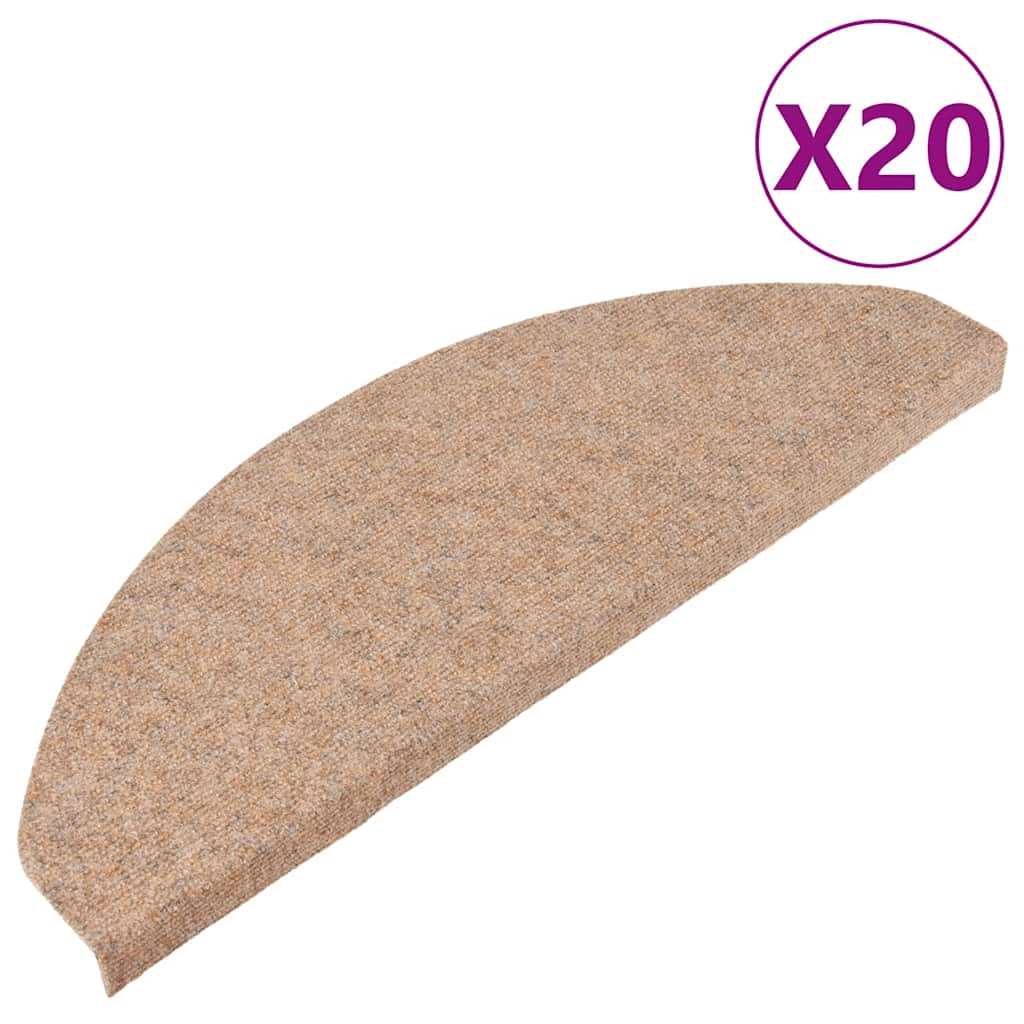 vidaXL Stair Mats Self-adhesive 20 pcs Beige 65x22,5x3,5 cm 2