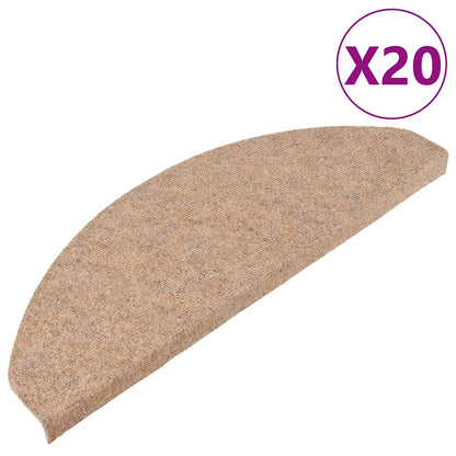 vidaXL Stair Mats Self-adhesive 20 pcs Beige 65x22,5x3,5 cm 2