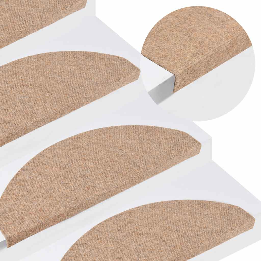 vidaXL Stair Mats Self-adhesive 20 pcs Beige 65x22,5x3,5 cm 1