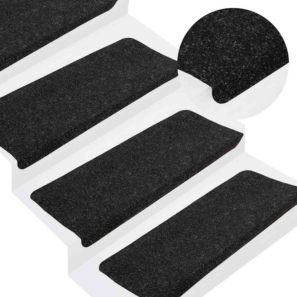 vidaXL Stair Mats Self-adhesive 30 pcs Anthracite 65x24,5x3,5 cm 1