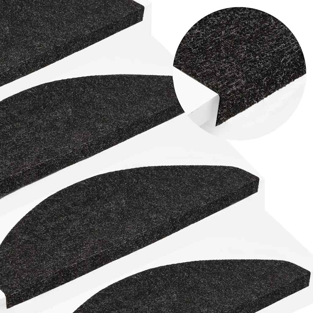 vidaXL Stair Mats Self-adhesive 30 pcs Black 56x17x3 cm 1