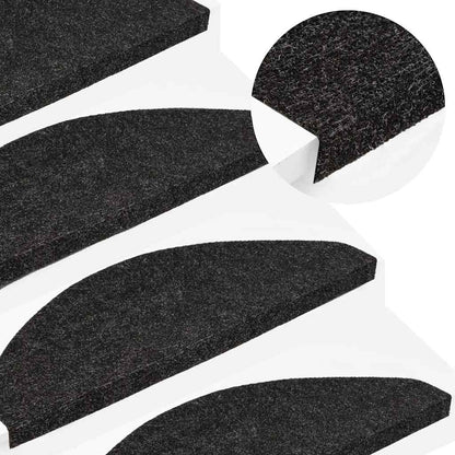 vidaXL Stair Mats Self-adhesive 30 pcs Black 56x17x3 cm 1