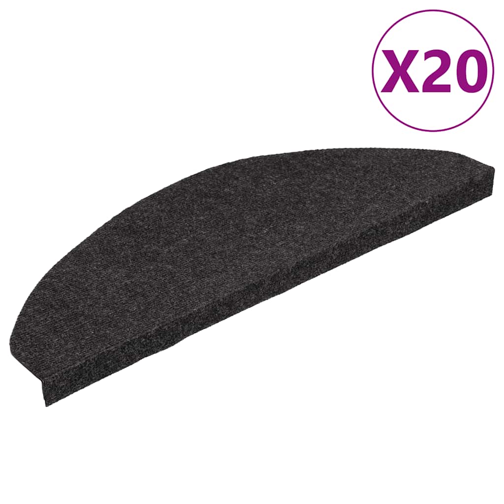 vidaXL Stair Mats Self-adhesive 20 pcs Black 65x22,5x3,5 cm 2