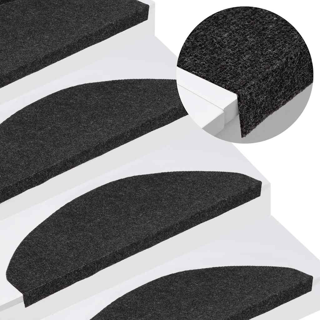 vidaXL Stair Mats Self-adhesive 20 pcs Black 65x22,5x3,5 cm 1