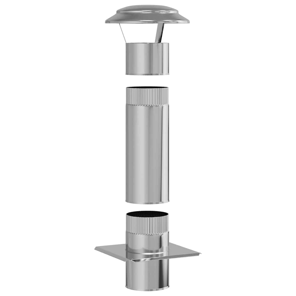 vidaXL Chimney Extension Silver 25 x 25 x 65 cm Stainless Steel 3