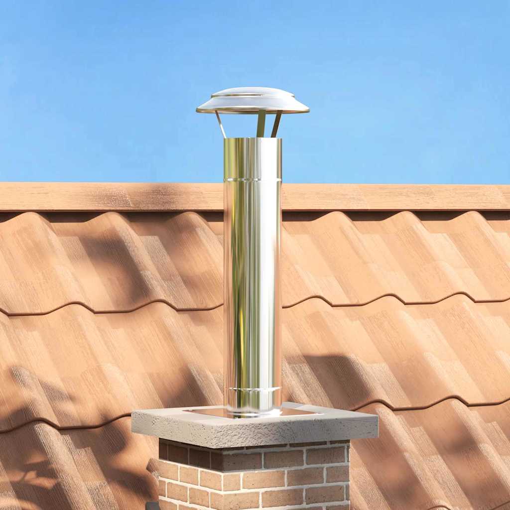 vidaXL Chimney Extension Silver 25 x 25 x 82 cm Stainless Steel 1