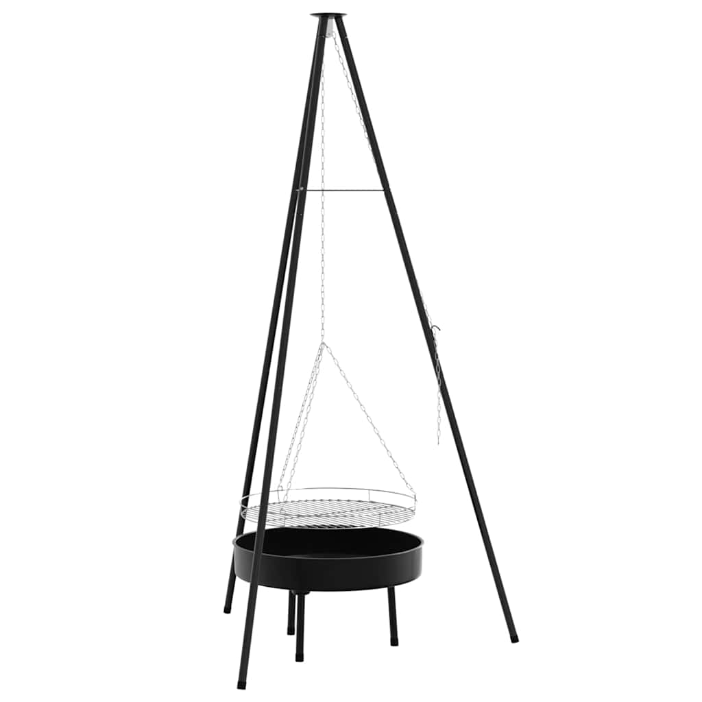 vidaXL Campfire Tripod 3 pcs Black Steel 2