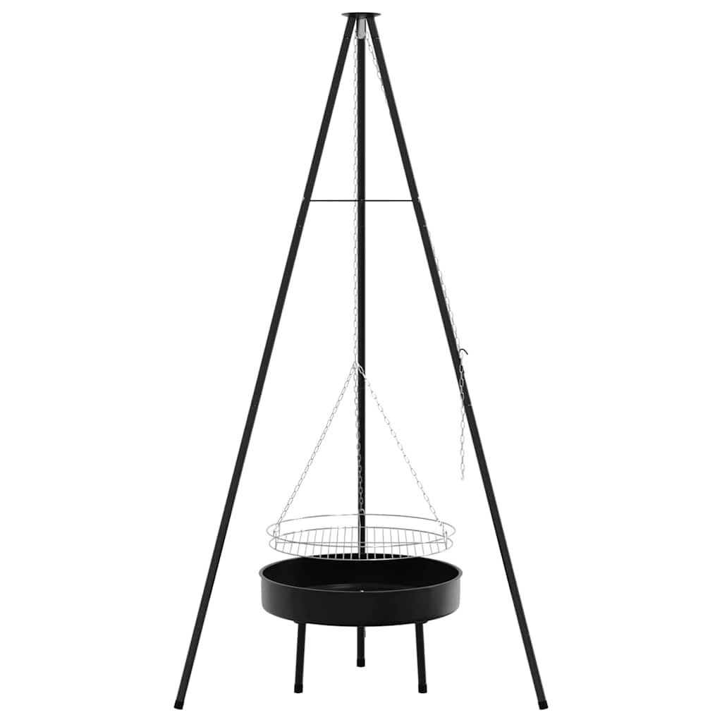 vidaXL Campfire Tripod 3 pcs Black Steel 5