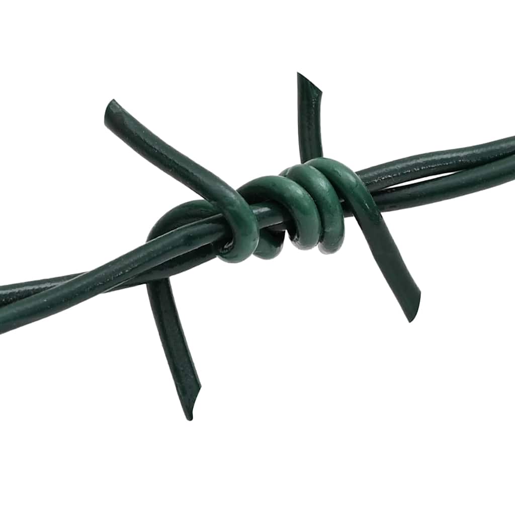 vidaXL Barbed Wire Green 100 m PVC-coated Steel 5