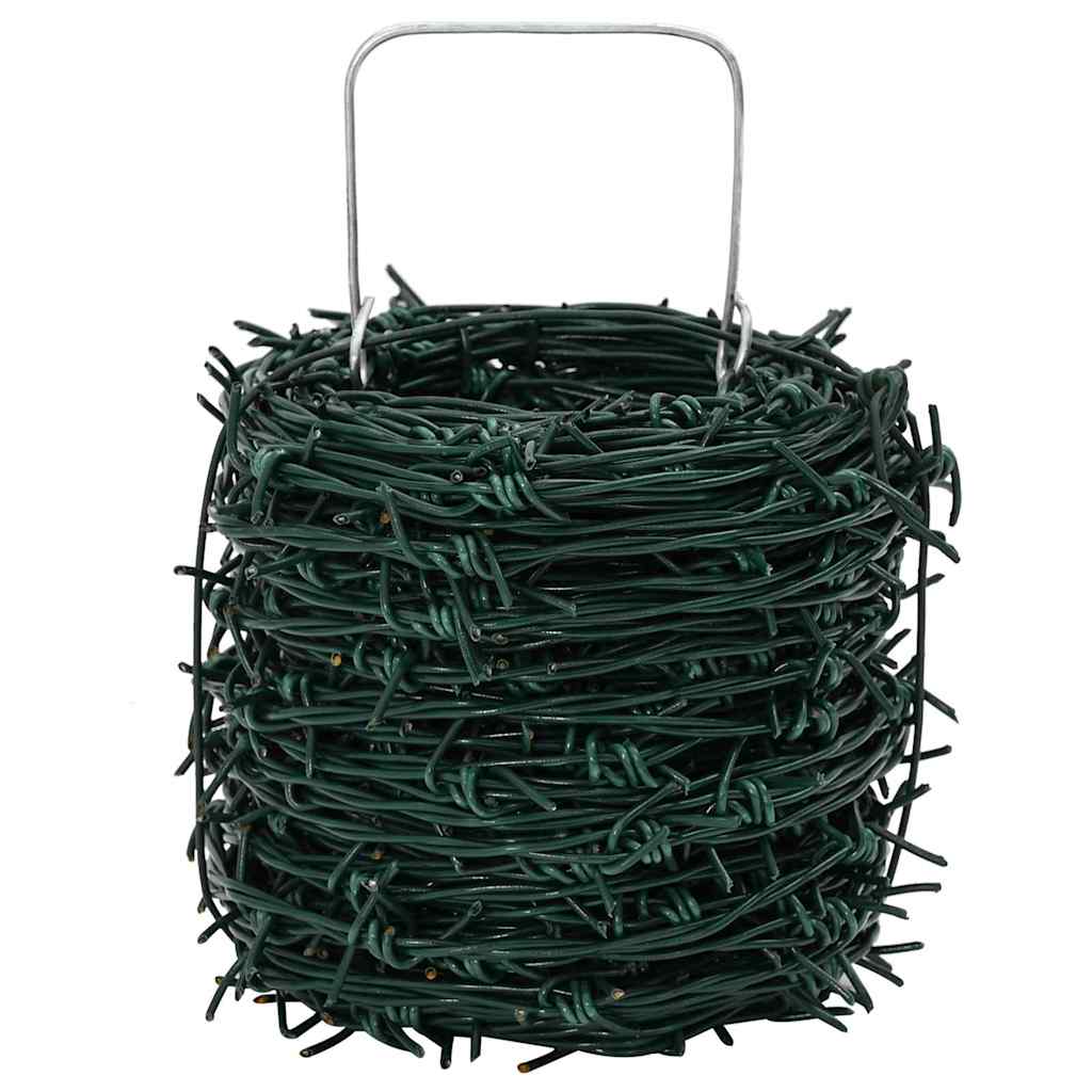 vidaXL Barbed Wire Green 100 m PVC-coated Steel 2