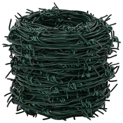 vidaXL Barbed Wire Green 100 m PVC-coated Steel 3